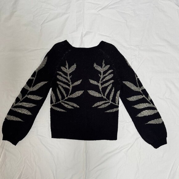 Lucky Brand Wool Metallic Leaf Vine Branch Print Sweater Pullover - Picture 9 of 9